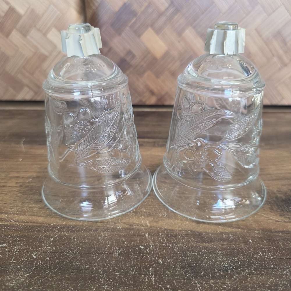 Home‎ Interior Clear Embossed Flower Votive Cup Set of 2 Candle Holders Vintage